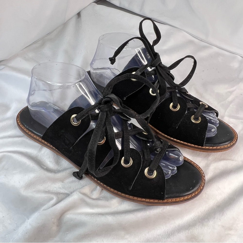 URBAN OUTFITTERS Womens Black Bonnie Suede Laced Rivet Boho Sz EU 39 / US 8.5 - Picture 7 of 9